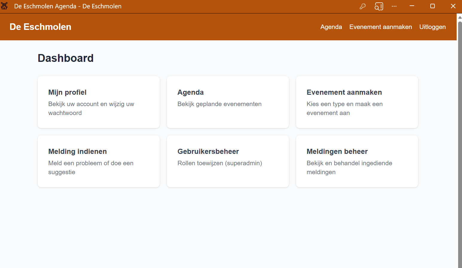 Scherm: Dashboard